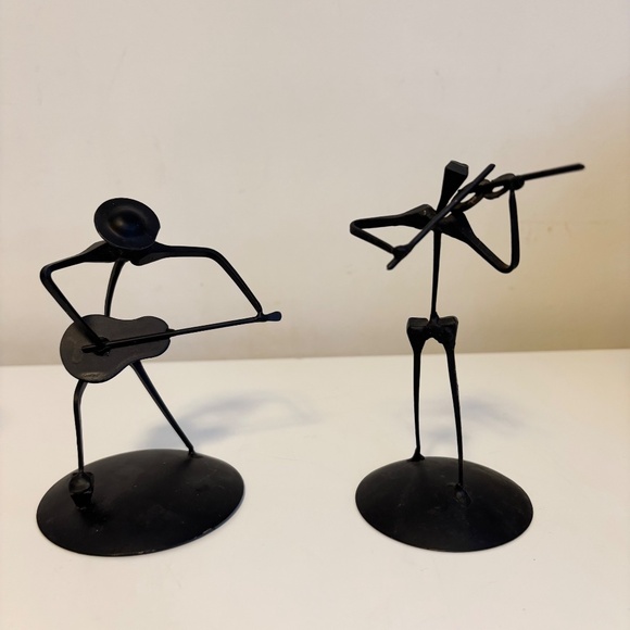 Set of 5 Vintage Spanish Abstract Wrought Iron Figural Musical Sculptures Black - Picture 3 of 8